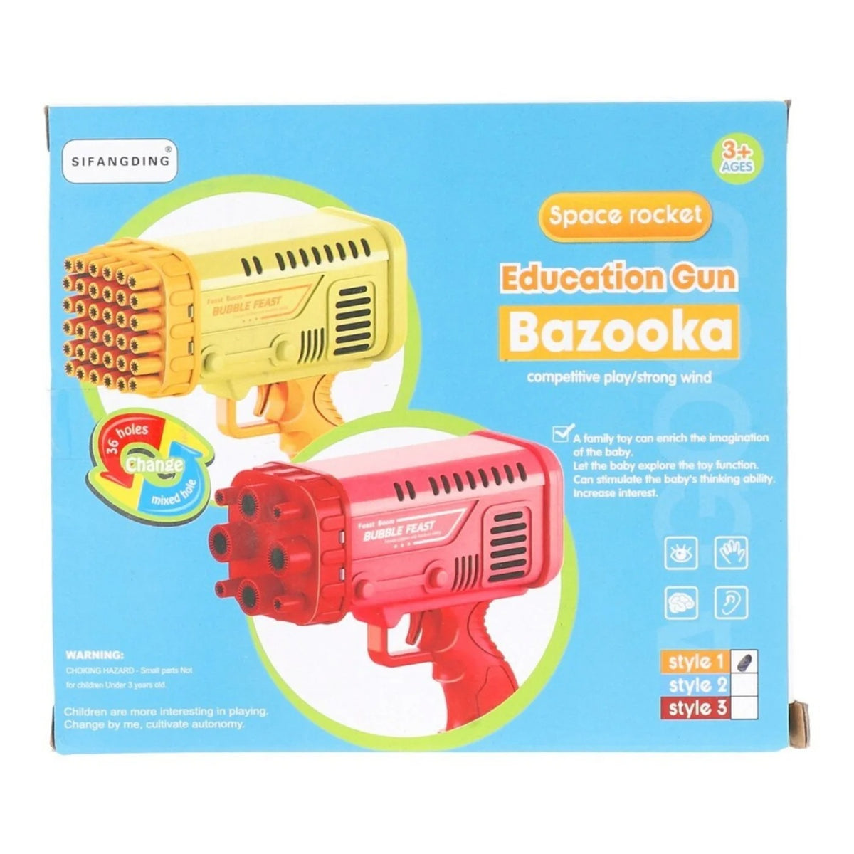 Feast Boom Bubble Gun for Kids - With Bubble Solution Bottle (Random Color)