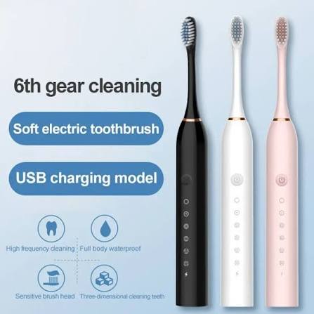 Rechargeable Electric Toothbrush with 2 Extra Heads – USB Charging | Whitening Oral Care