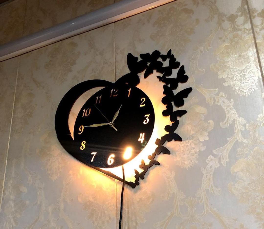 Heart & Butterfly Wall Clock