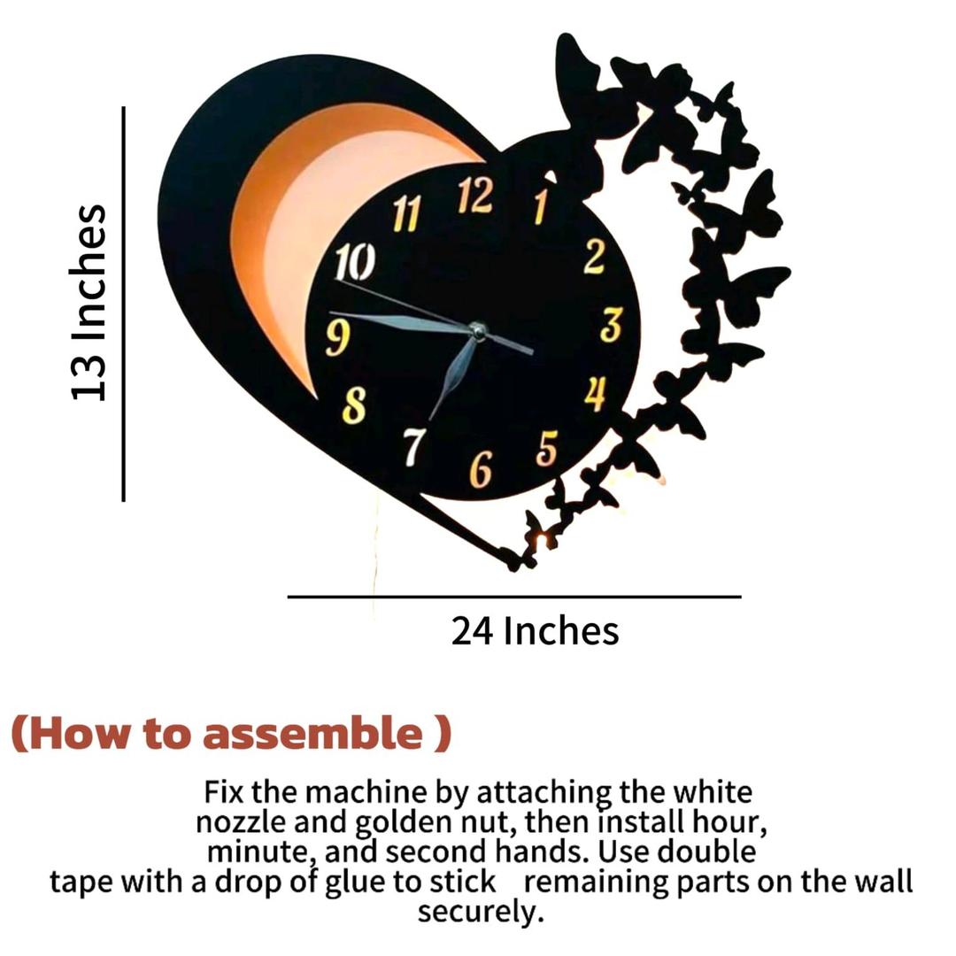 Heart & Butterfly Wall Clock
