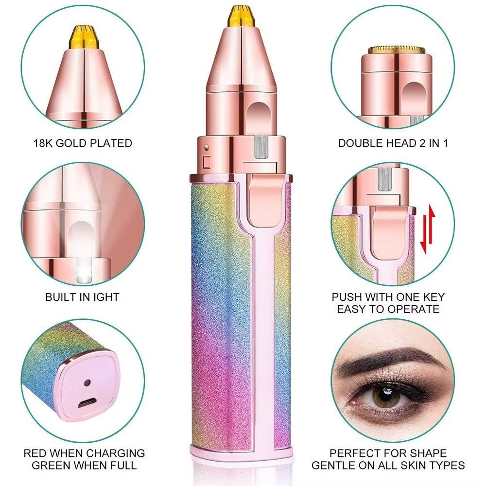 2-in-1 Electric Eyebrow Trimmer & Facial Hair Remover for Women – Rechargeable, Painless