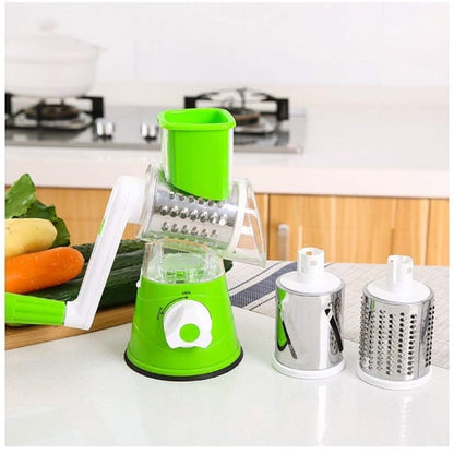 Multifunctional Hand Crank Drum Vegetable Cutter & Kitchen Grater with Interchangeable Blades