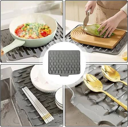 Big Size Silicone Drain Mat | 14x10 Inch Anti-Slip Sink Drain Mat | Waterproof Kitchen Pad