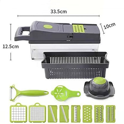 Vegetable Chopper 16 Pcs Set – Manual Onion Chopper, Food Slicer & Dicer
