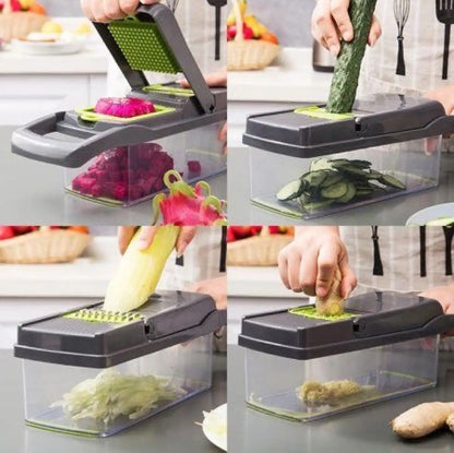 Vegetable Chopper 16 Pcs Set – Manual Onion Chopper, Food Slicer & Dicer