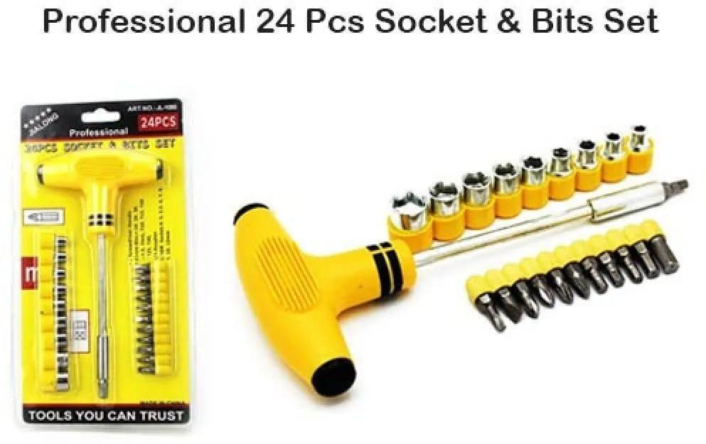 24 Pcs Socket & Bits Set – Yellow Professional Tool Kit