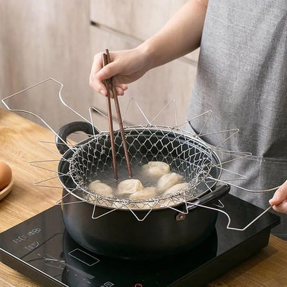 Stainless Steel Foldable Frying Basket – Collapsible Kitchen Chef Basket