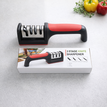Professional 3-Stage Kitchen Knife Sharpener | Manual Sharpening Tool