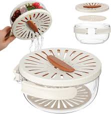 Fruit & Vegetable Drain Basket with Lid | Portable Washing Basket | Kitchen Storage Box & Container