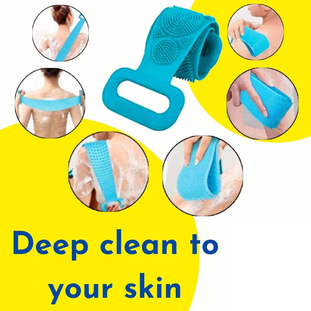 Silicone Back Scrubber Bath Belt | Body Exfoliator for Daily Hygiene (Random Color)