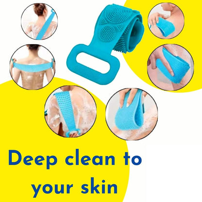 Silicone Back Scrubber Bath Belt | Body Exfoliator for Daily Hygiene (Random Color)