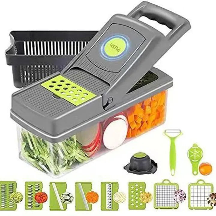 Vegetable Chopper 16 Pcs Set – Manual Onion Chopper, Food Slicer & Dicer