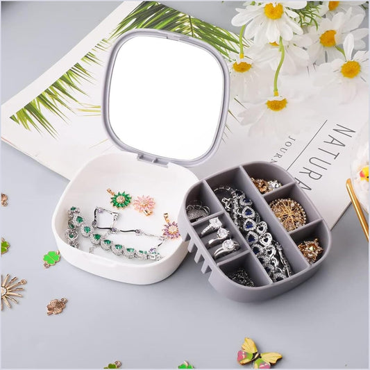 Portable Mini Jewelry Storage Box with Built-In Mirror | Travel Organizer for Rings, Earrings & Necklaces (Model LD-988)