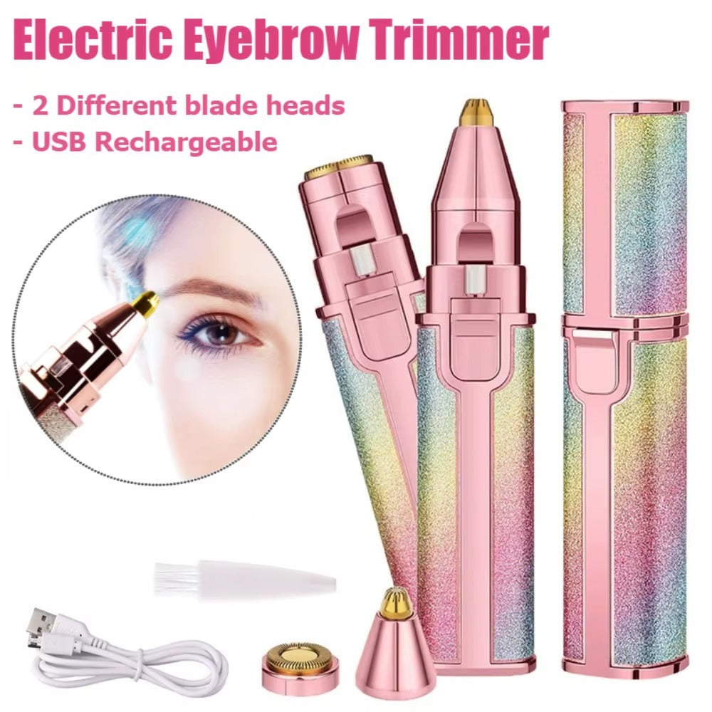 2-in-1 Electric Eyebrow Trimmer & Facial Hair Remover for Women – Rechargeable, Painless