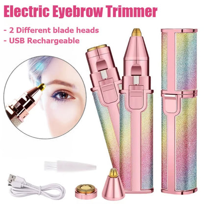 2-in-1 Electric Eyebrow Trimmer & Facial Hair Remover for Women – Rechargeable, Painless