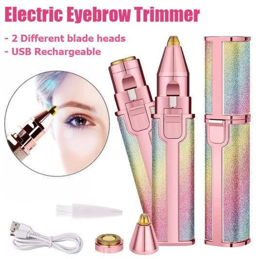 2-in-1 Electric Eyebrow Trimmer & Facial Hair Remover for Women – Rechargeable, Painless
