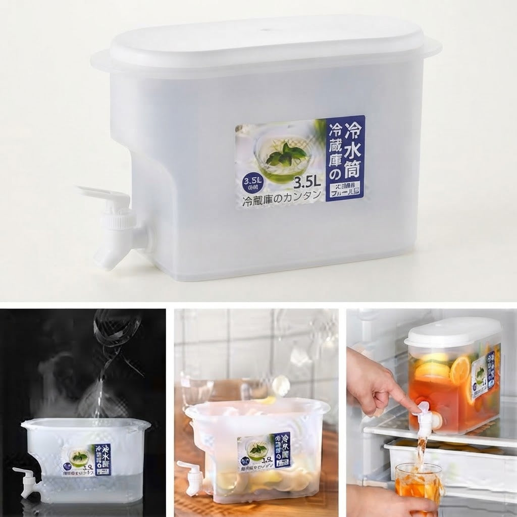 Refrigerator Beverage Dispenser – Tap Water & Juice Jug with Spigot 3.5L