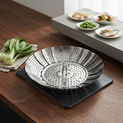 Multifunctional Stainless Steel Foldable Steamer Basket with Anti-Scald Handle